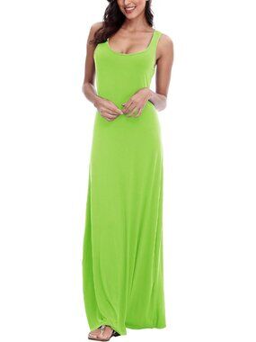 Women's Green Sexy Tank Top Maxi Long Dress Casual Sleeveless Summer Beach Dress
